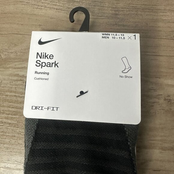 NWT Nike Unisex Spark Cushioned No Show Run Socks Black Size Large (CU7201-010) - Picture 2 of 12